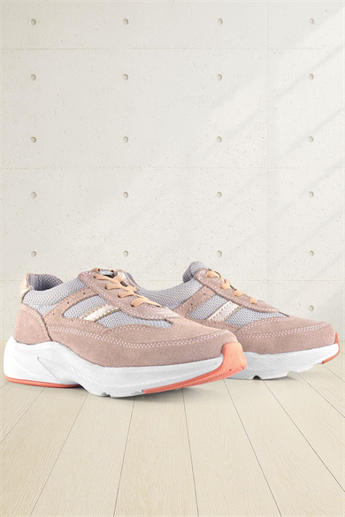 Rakerplus Hakiki Deri Anatomik Pudra Lastik Bağcıklı Hafif Kız Çocuk Günlük Ayakkabı