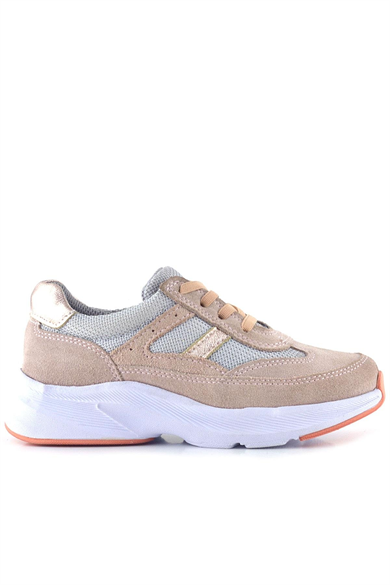 Rakerplus Hakiki Deri Anatomik Pudra Lastik Bağcıklı Hafif Kız Çocuk Günlük Ayakkabı