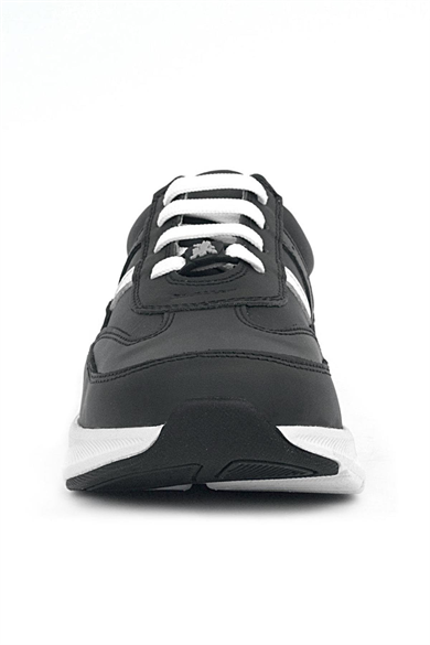 Rakerplus Hakiki Deri Anatomik Siyah Beyaz Bağcıklı Hafif Çocuk Spor Ayakkabı