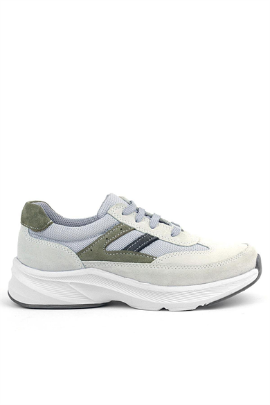 Rakerplus Hakiki Deri Anatomik Vizon Haki Bağcıklı Hafif Çocuk Spor Ayakkabı