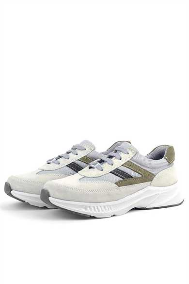 Rakerplus Hakiki Deri Anatomik Vizon Haki Bağcıklı Hafif Çocuk Spor Ayakkabı