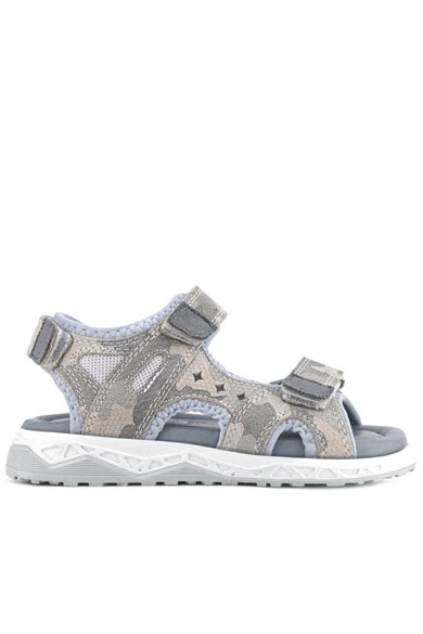 Rakerplus Hakiki Deri Bej Cırt Cırtlı Çocuk Sandalet Ayakkabı