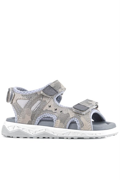 Rakerplus Hakiki Deri Bej Cırt Cırtlı Çocuk Sandalet Ayakkabı