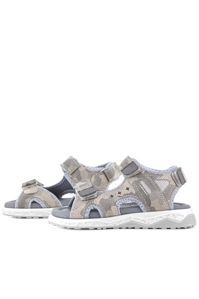 Rakerplus Hakiki Deri Bej Cırt Cırtlı Çocuk Sandalet Ayakkabı