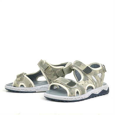 Rakerplus Hakiki Deri Bej Konfor Tabanlı Cırtlı Çocuk Sandalet