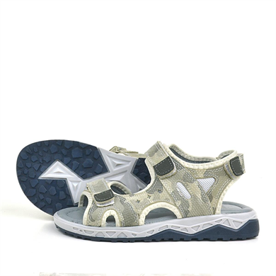 Rakerplus Hakiki Deri Bej Konfor Tabanlı Cırtlı Çocuk Sandalet