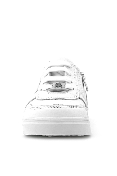 Rakerplus Hakiki Deri Beyaz Bağcıklı Fermuarlı Çocuk Sneaker Ayakkabı