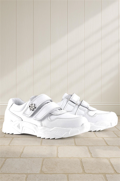 Rakerplus Hakiki Deri Beyaz Çiçek Detaylı Kız Çocuk Spor Ayakkabı