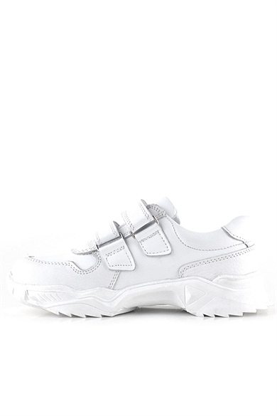 Rakerplus Hakiki Deri Beyaz Çiçek Detaylı Kız Çocuk Spor Ayakkabı