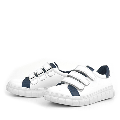 Rakerplus Hakiki Deri Beyaz Cırtlı Çocuk Günlük Spor Okul Ayakkabı