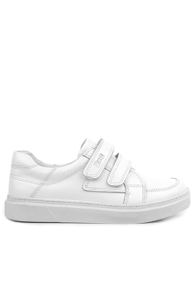 Rakerplus Hakiki Deri Beyaz Cırtlı Genç Erkek Spor Ayakkabı