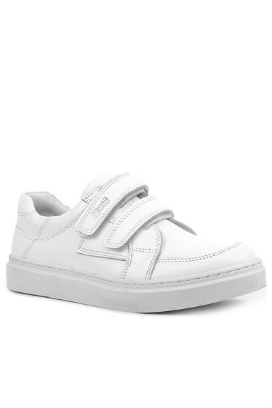 Rakerplus Hakiki Deri Beyaz Cırtlı Genç Erkek Spor Ayakkabı