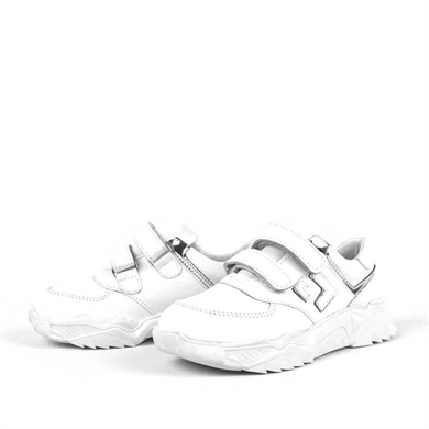 Rakerplus Hakiki Deri Beyaz Kalın Taban Cırtlı Kız Çocuk Spor Ayakkabı