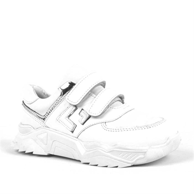Rakerplus Hakiki Deri Beyaz Kalın Taban Cırtlı Kız Çocuk Spor Ayakkabı