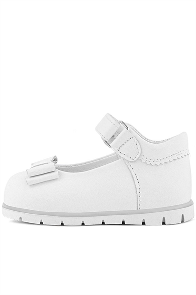 Rakerplus Hakiki Deri Beyaz Kız Bebek Babet Ayakkabı