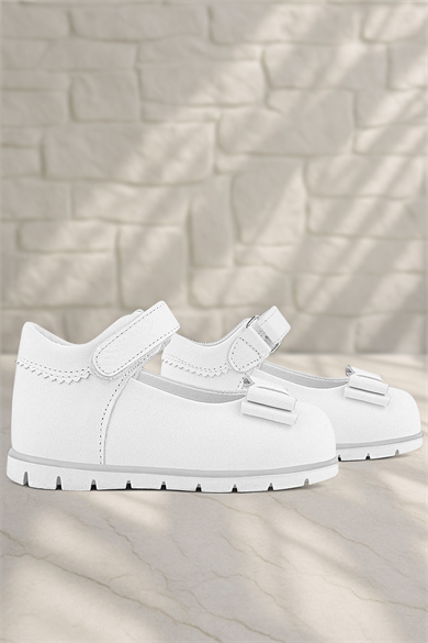 Rakerplus Hakiki Deri Beyaz Kız Bebek Babet Ayakkabı