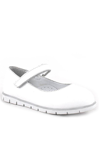 Rakerplus Hakiki Deri Beyaz Kız Çocuk Babet