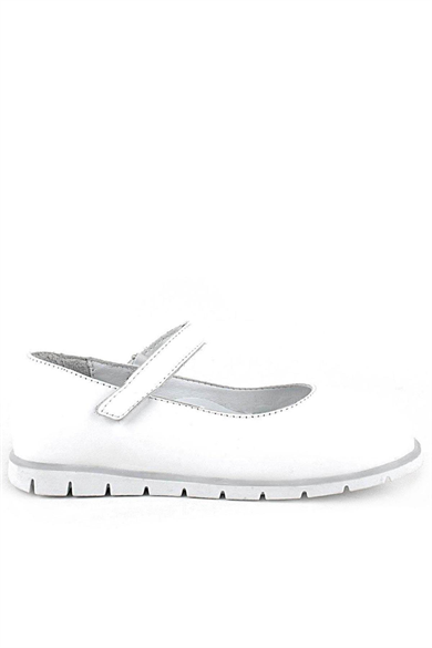 Rakerplus Hakiki Deri Beyaz Kız Çocuk Babet