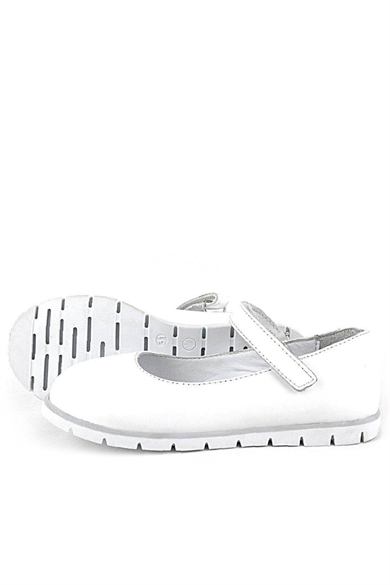 Rakerplus Hakiki Deri Beyaz Kız Çocuk Babet