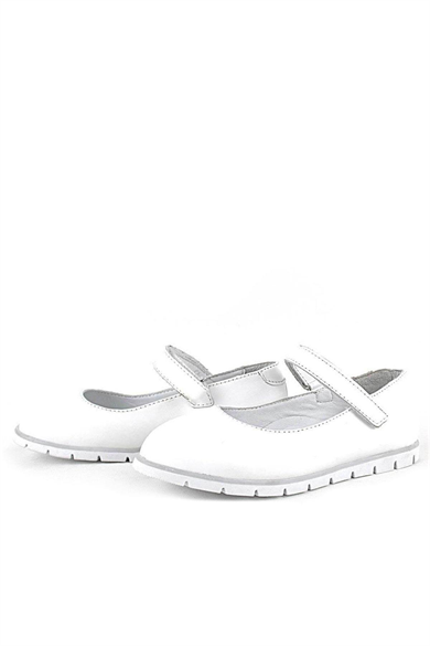 Rakerplus Hakiki Deri Beyaz Kız Çocuk Babet