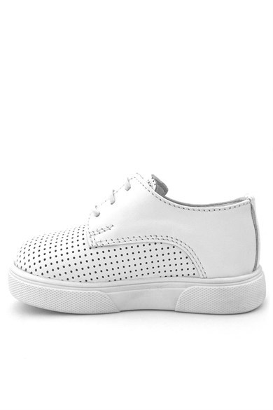 Rakerplus Hakiki Deri Beyaz Lastikli Erkek Çocuk Günlük Ayakkabı