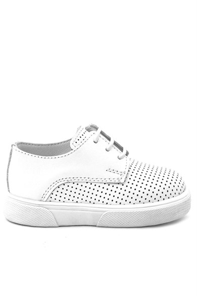 Rakerplus Hakiki Deri Beyaz Lastikli Erkek Çocuk Günlük Ayakkabı