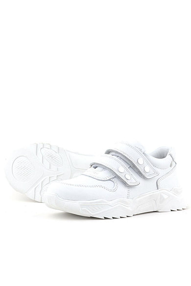 Rakerplus Hakiki Deri Beyaz Metal Detaylı Kız Çocuk Sneakers Ayakkabı