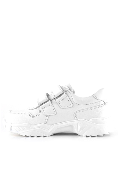 Rakerplus Hakiki Deri Beyaz Papatya Detaylı Kız Çocuk Günlük Ayakkabı