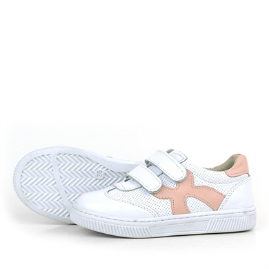 Rakerplus Hakiki Deri Beyaz Pembe Cırtlı Çocuk Spor Ayakkabı