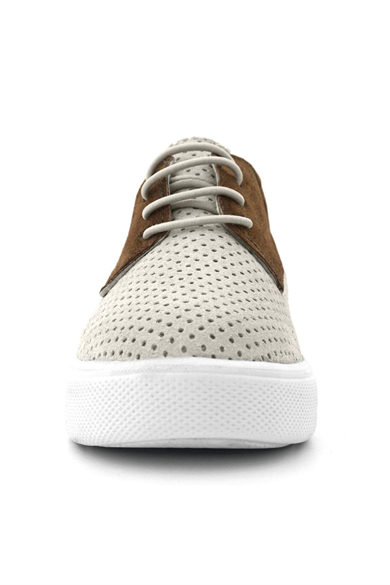 Rakerplus Hakiki Deri Beyaz Taba Lastikli Erkek Çocuk Günlük Ayakkabı