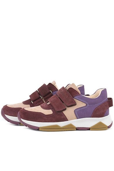 Rakerplus Hakiki Deri Bordo Pembe Kız Çocuk Cırtlı Sneakers Spor Ayakkabı