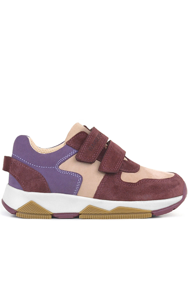 Rakerplus Hakiki Deri Bordo Pembe Kız Çocuk Cırtlı Sneakers Spor Ayakkabı