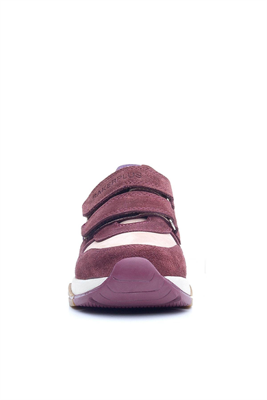 Rakerplus Hakiki Deri Bordo Pembe Metal Detaylı Kız Çocuk Sneakers Ayakkabı