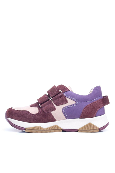Rakerplus Hakiki Deri Bordo Pembe Metal Detaylı Kız Çocuk Sneakers Ayakkabı