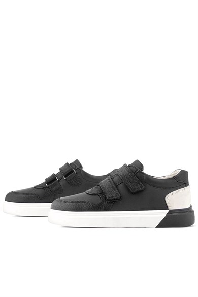 Rakerplus Hakiki Deri Cırt Cırtlı Siyah Erkek Çocuk Spor Ayakkabı