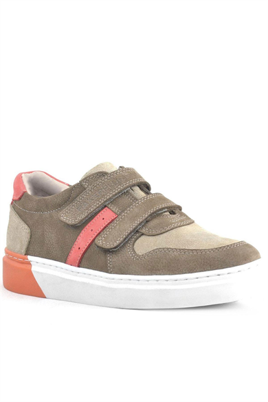 Rakerplus Hakiki Deri Cırtlı Kum Rengi Erkek Çocuk Spor Ayakkabı