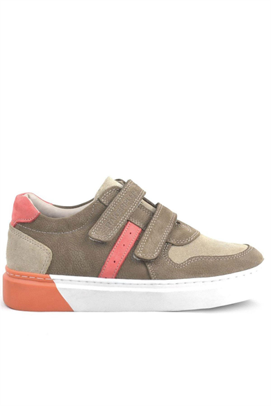 Rakerplus Hakiki Deri Cırtlı Kum Rengi Erkek Çocuk Spor Ayakkabı