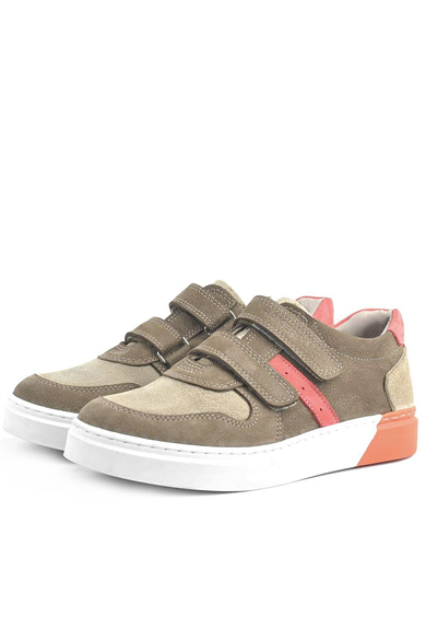 Rakerplus Hakiki Deri Cırtlı Kum Rengi Erkek Çocuk Spor Ayakkabı