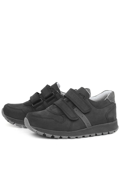 Rakerplus Hakiki Deri Cırtlı Siyah Çocuk Spor Okul Ayakkabı