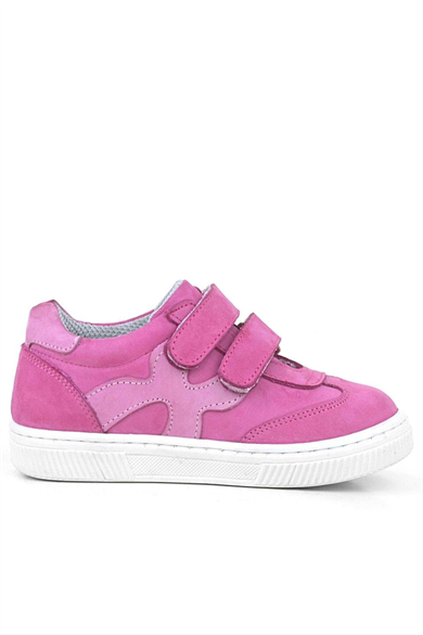 Rakerplus Hakiki Deri Fuşya Pembe Cırtlı Çocuk Spor Ayakkabı