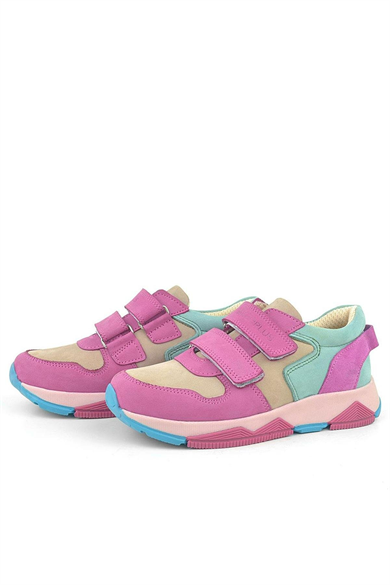 Rakerplus Hakiki Deri Fuşya Pembe Çocuk Sneakers Spor Ayakkabı