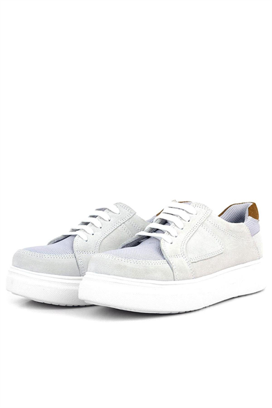 Rakerplus Hakiki Deri Gri Bağcıklı Çocuk Günlük Okul Ayakkabı