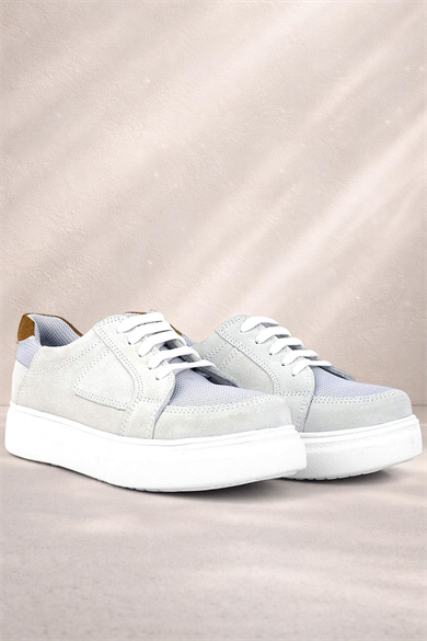 Rakerplus Hakiki Deri Gri Bağcıklı Çocuk Günlük Okul Ayakkabı