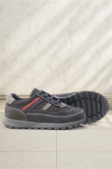 Rakerplus Hakiki Deri Gri Bağcıklı Erkek Çocuk Spor Ayakkabı