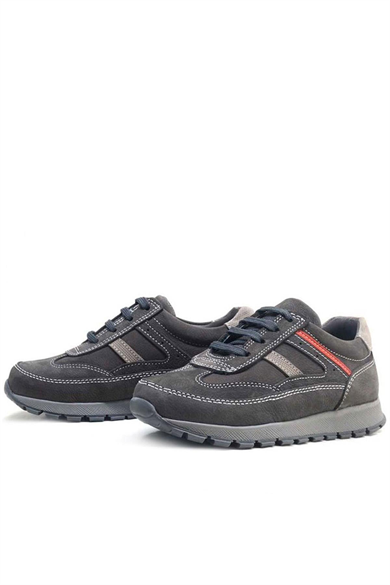 Rakerplus Hakiki Deri Gri Bağcıklı Erkek Çocuk Spor Ayakkabı