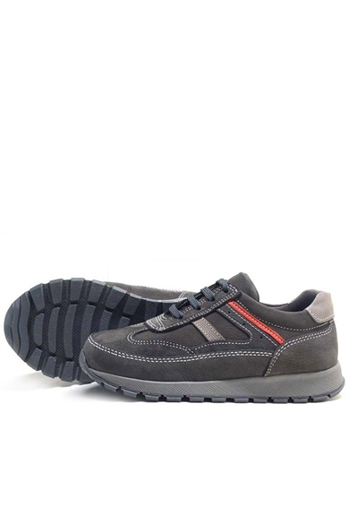 Rakerplus Hakiki Deri Gri Bağcıklı Erkek Çocuk Spor Ayakkabı