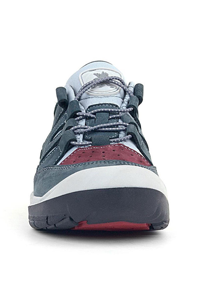 Rakerplus Hakiki Deri Gri Bordo Lastik Bağcıklı Çocuk Outdoor Ayakkabı