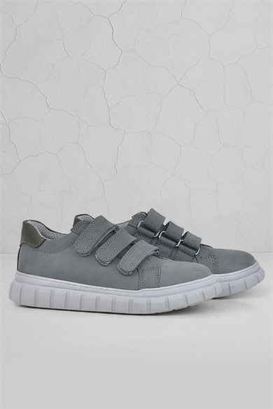 Rakerplus Hakiki Deri Gri Cırtlı Çocuk Günlük Spor Okul Ayakkabı