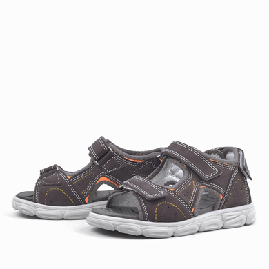 Rakerplus Hakiki Deri Gri Cırtlı Çocuk Sandalet Ayakkabı