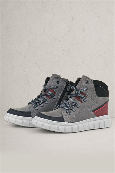 Rakerplus Hakiki Deri Gri Fermuarlı Erkek Çocuk Bot